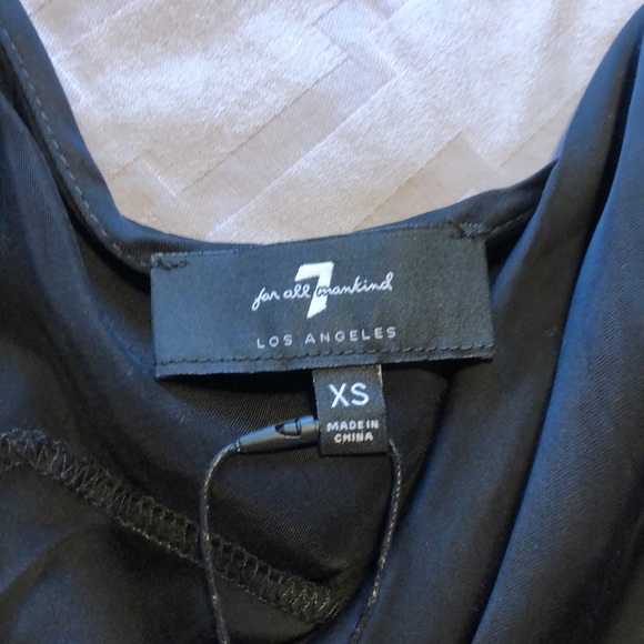 7 for All Mankind Black Silk Cowl Neck Spaghetti Strap Camisole XS Sleeveless - Picture 8 of 11